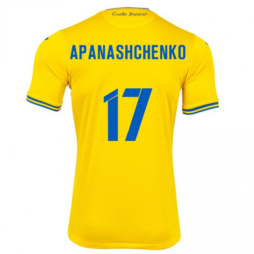 Men Football Ukraine Daryna Apanashchenko #17 Yellow Home Jersey 24-26 T-Shirt Australia