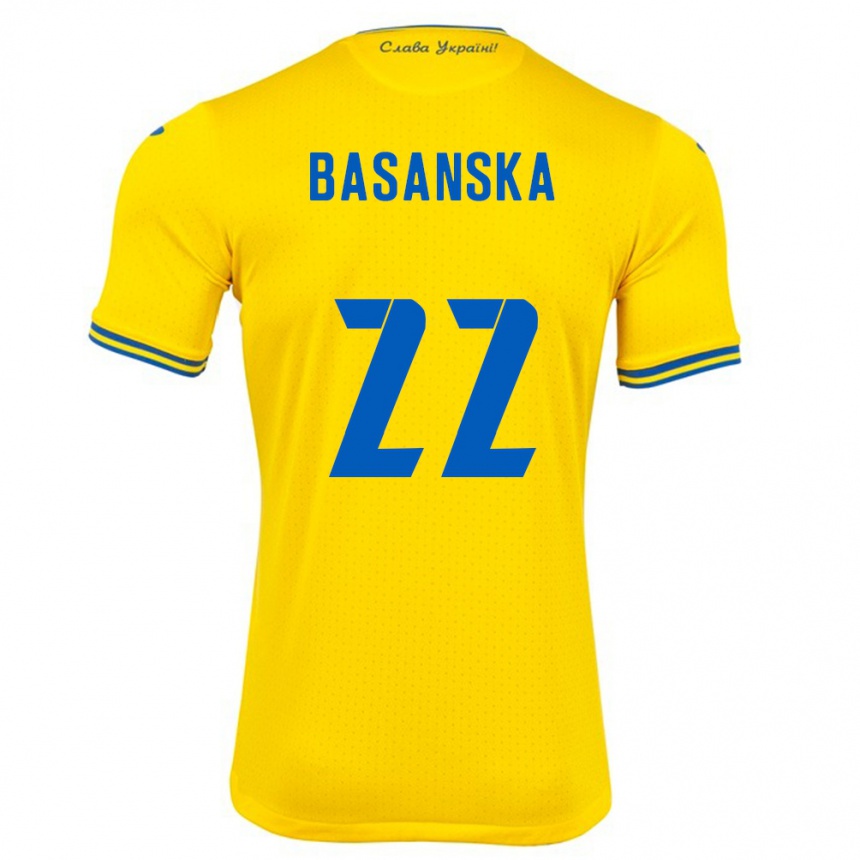 Men Football Ukraine Olga Basanska #22 Yellow Home Jersey 24-26 T-Shirt Australia