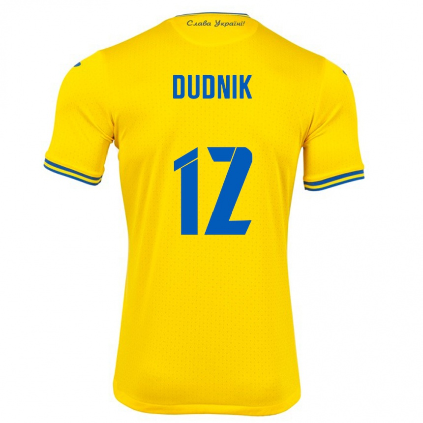 Men Football Ukraine Marina Dudnik #12 Yellow Home Jersey 24-26 T-Shirt Australia