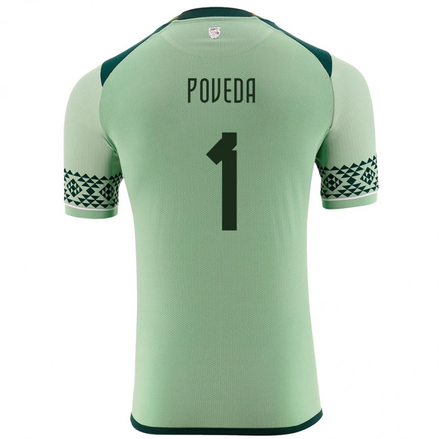 Men Football Bolivia Bruno Poveda #1 Light Green Home Jersey 24-26 T-Shirt Australia