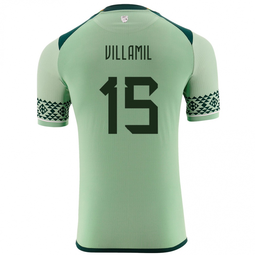 Men Football Bolivia Gabriel Villamíl #15 Light Green Home Jersey 24-26 T-Shirt Australia