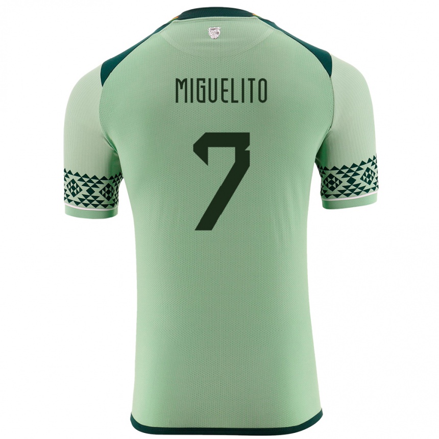 Men Football Bolivia Miguelito #7 Light Green Home Jersey 24-26 T-Shirt Australia