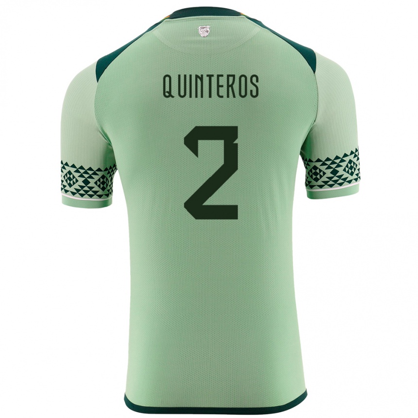 Men Football Bolivia Jairo Quinteros #2 Light Green Home Jersey 24-26 T-Shirt Australia