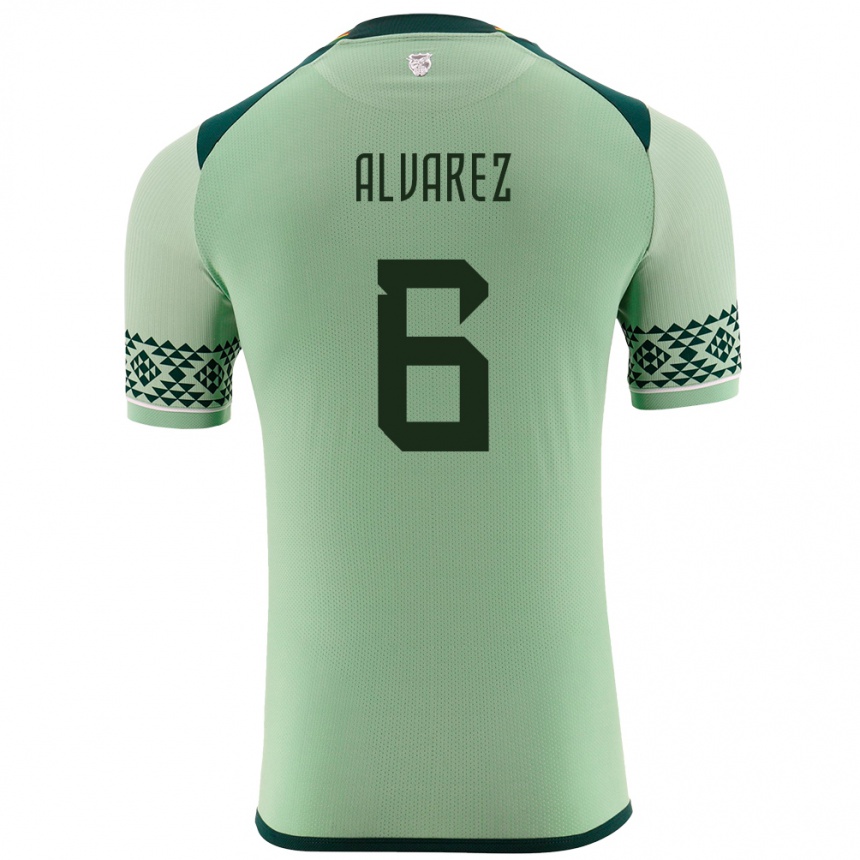 Men Football Bolivia Eduardo Álvarez #6 Light Green Home Jersey 24-26 T-Shirt Australia