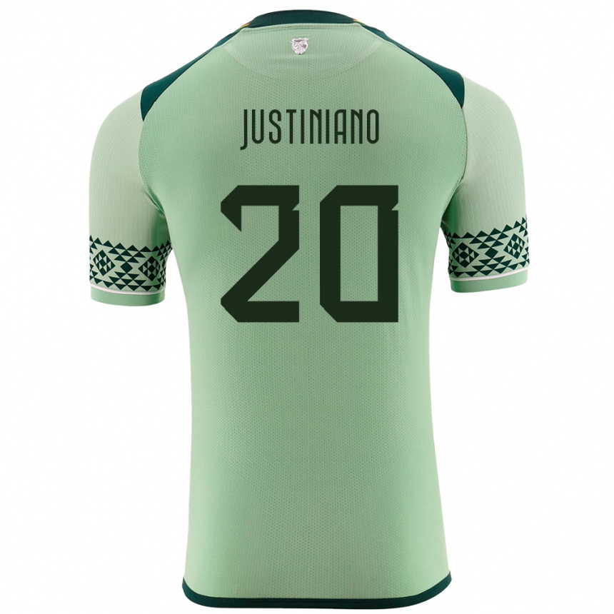 Men Football Bolivia Leonardo Justiniano #20 Light Green Home Jersey 24-26 T-Shirt Australia