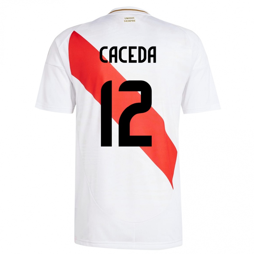 Men Football Peru Carlos Cáceda #12 White Home Jersey 24-26 T-Shirt Australia