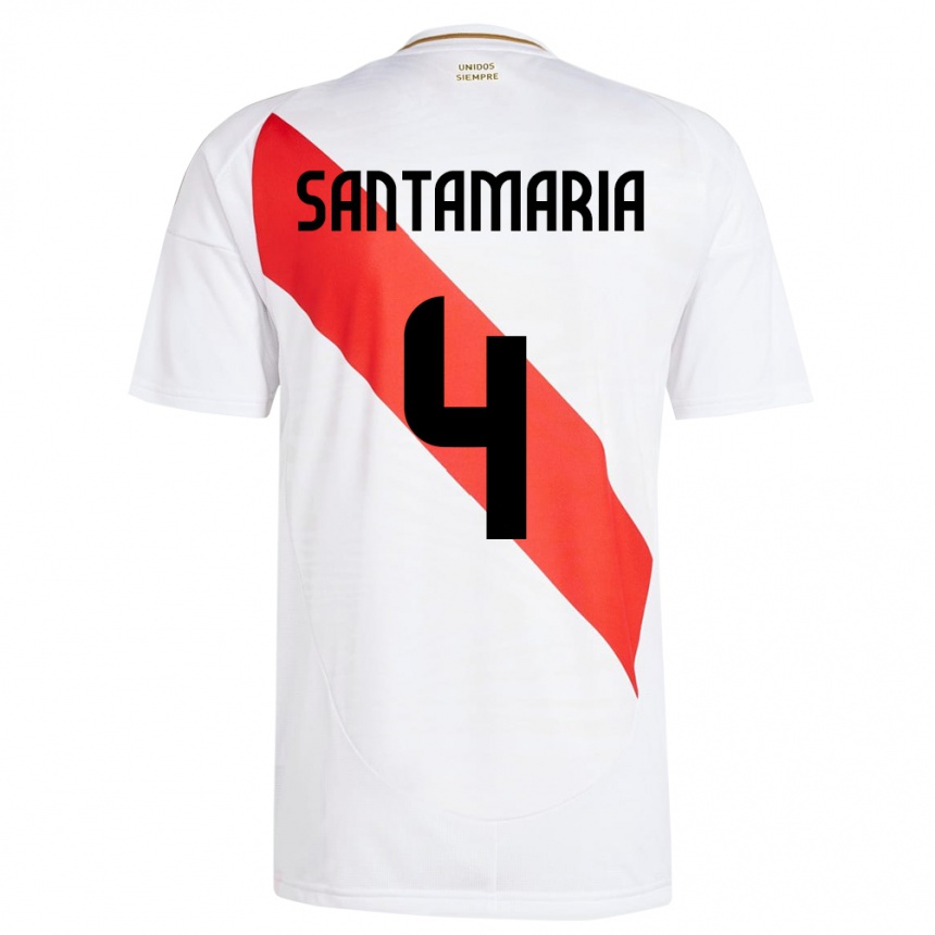 Men Football Peru Anderson Santamaría #4 White Home Jersey 24-26 T-Shirt Australia