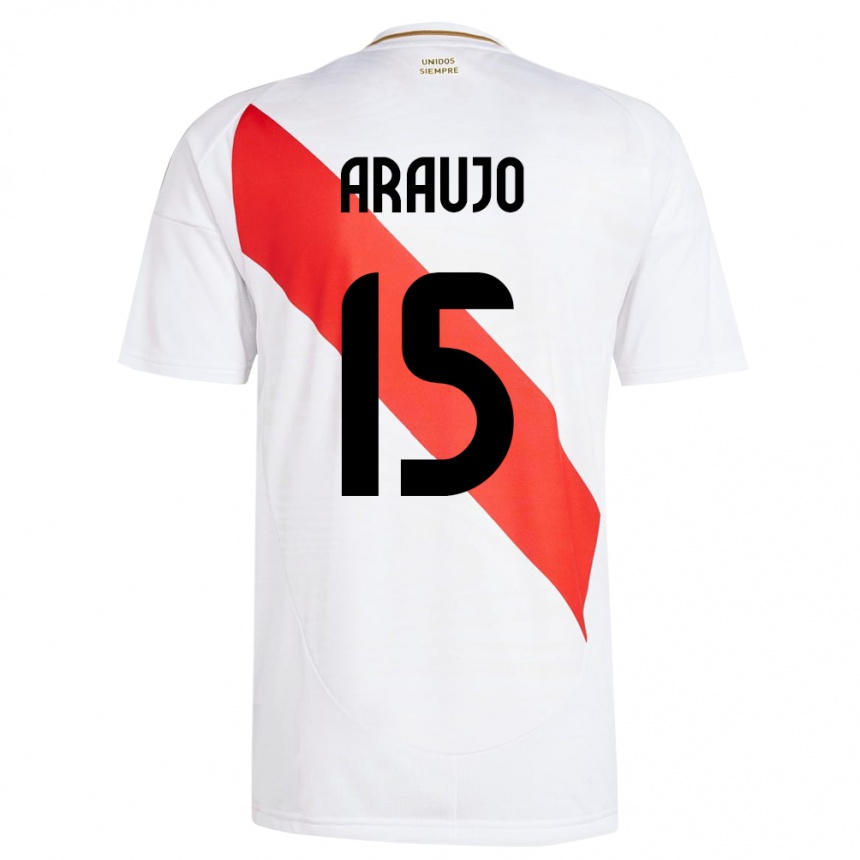 Men Football Peru Miguel Araujo #15 White Home Jersey 24-26 T-Shirt Australia