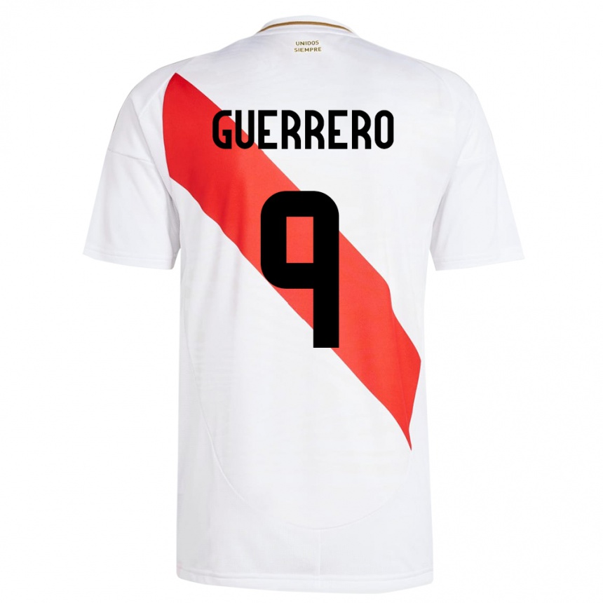 Men Football Peru Paolo Guerrero #9 White Home Jersey 24-26 T-Shirt Australia