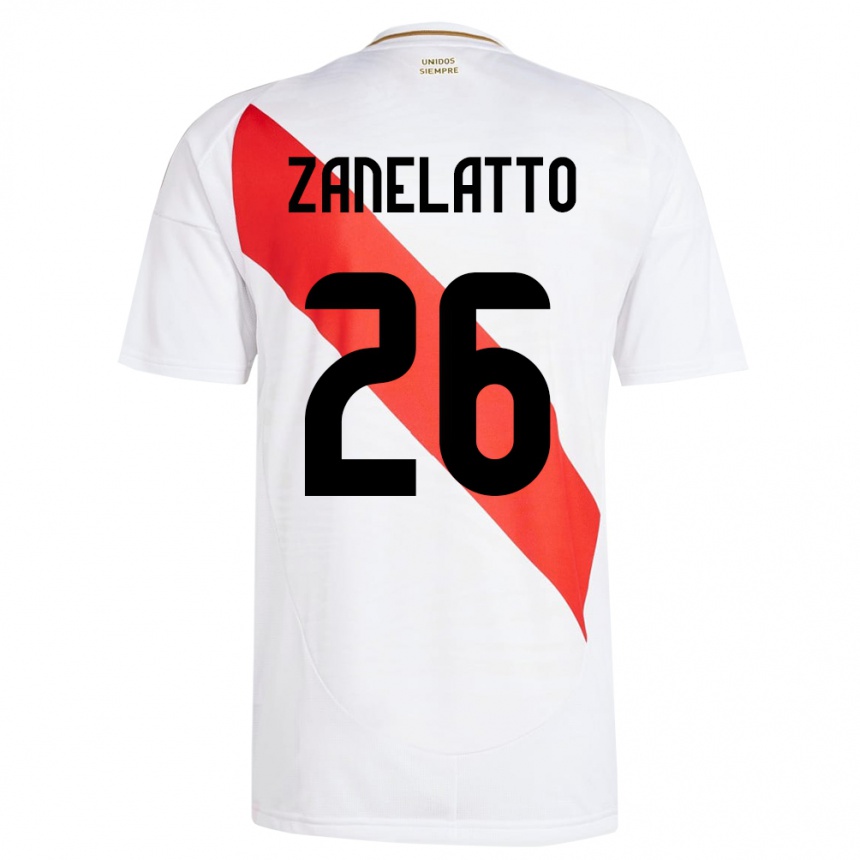 Men Football Peru Franco Zanelatto #26 White Home Jersey 24-26 T-Shirt Australia