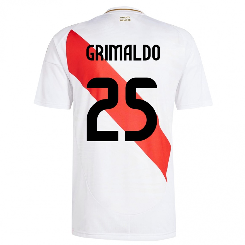 Men Football Peru Joao Grimaldo #25 White Home Jersey 24-26 T-Shirt Australia