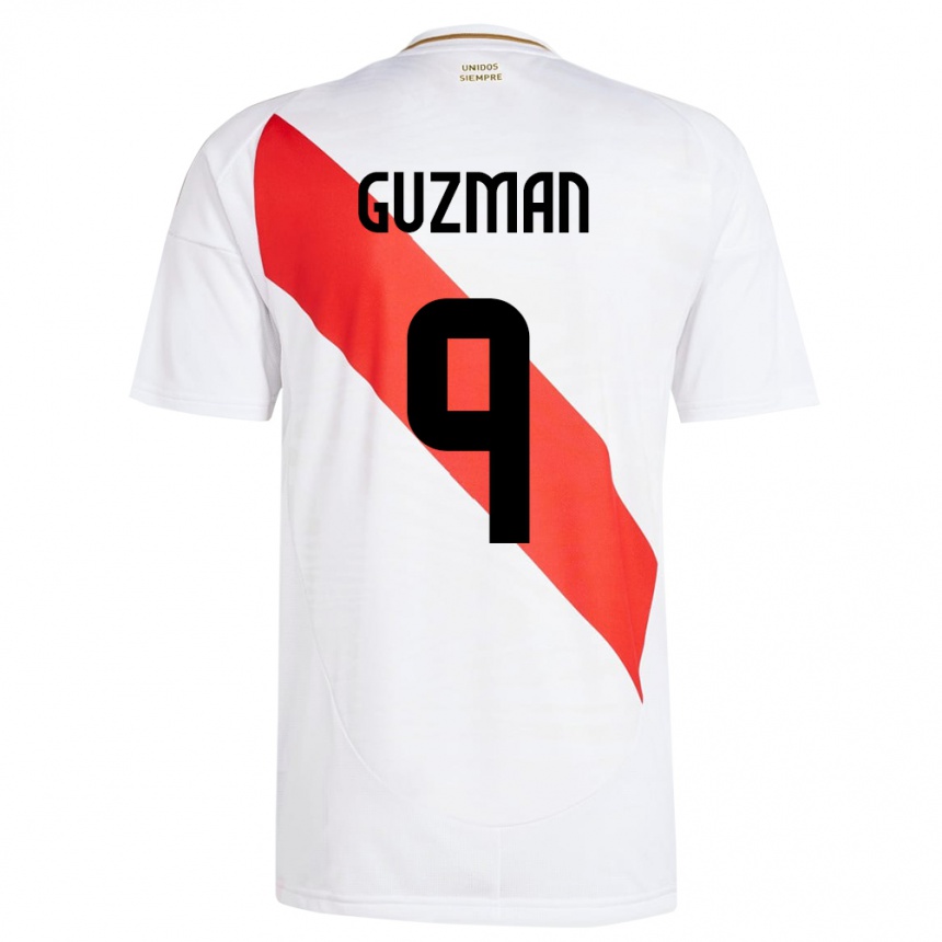 Men Football Peru Víctor Guzmán #9 White Home Jersey 24-26 T-Shirt Australia