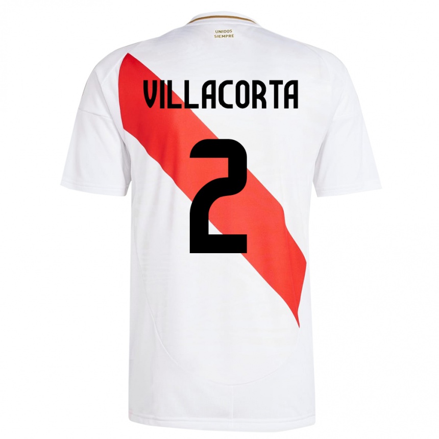 Men Football Peru Anderson Villacorta #2 White Home Jersey 24-26 T-Shirt Australia