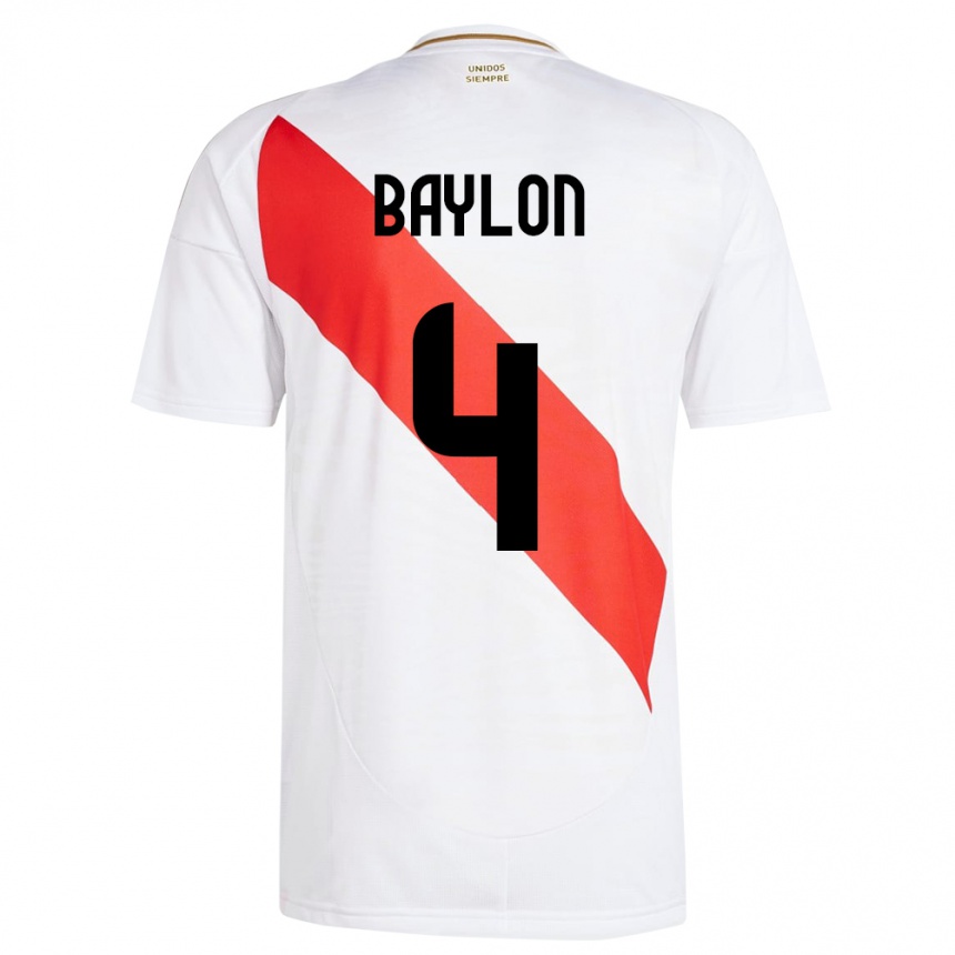 Men Football Peru Luis Baylón #4 White Home Jersey 24-26 T-Shirt Australia