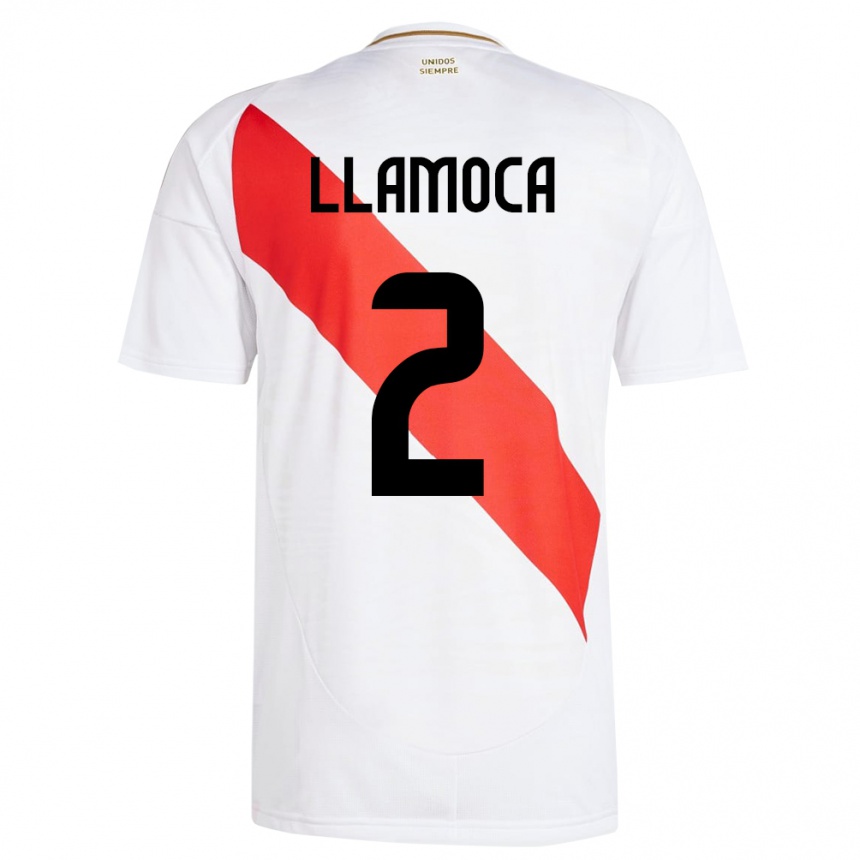 Men Football Peru Braelynn Llamoca #2 White Home Jersey 24-26 T-Shirt Australia