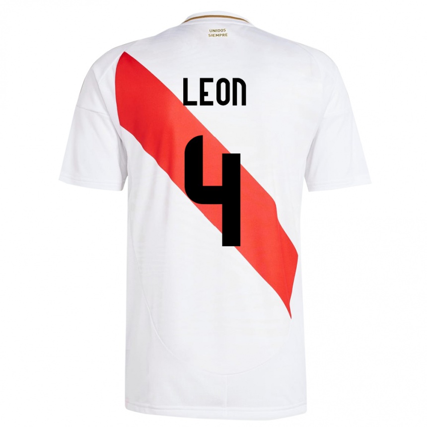 Men Football Peru Mía León #4 White Home Jersey 24-26 T-Shirt Australia