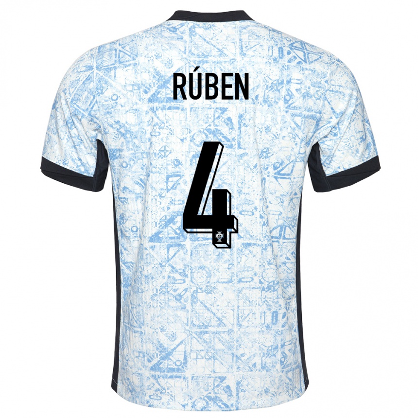 Men Football Portugal Ruben Dias #4 Cream Blue Away Jersey 24-26 T-Shirt Australia