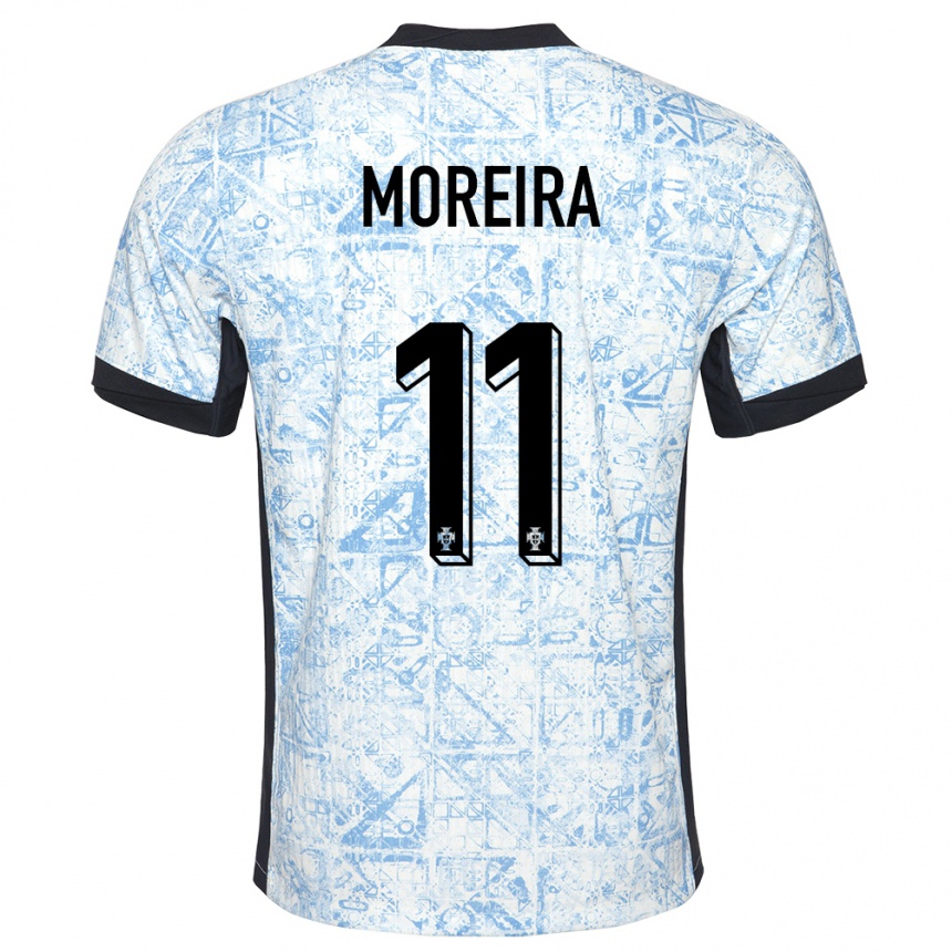 Men Football Portugal Diego Moreira #11 Cream Blue Away Jersey 24-26 T-Shirt Australia