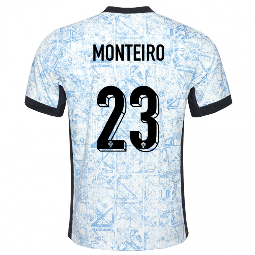 Men Football Portugal David Monteiro #23 Cream Blue Away Jersey 24-26 T-Shirt Australia