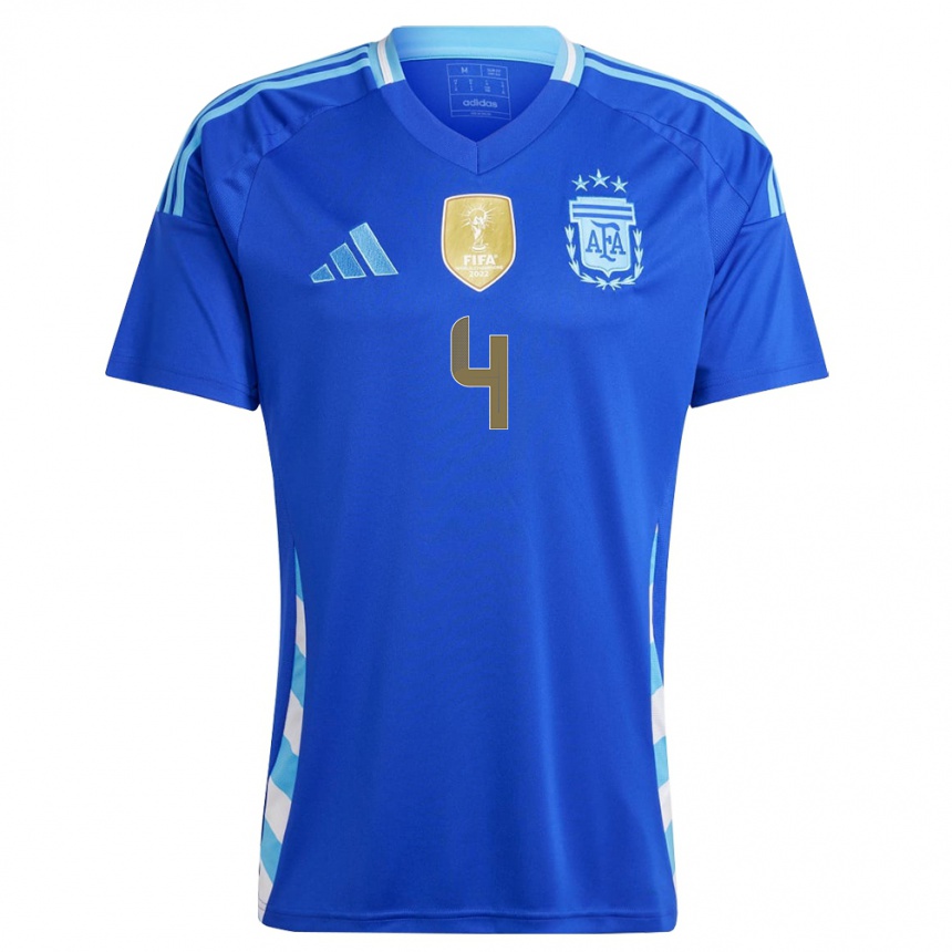 Men Football Argentina Gonzalo Montiel #4 Blue Away Jersey 24-26 T-Shirt Australia