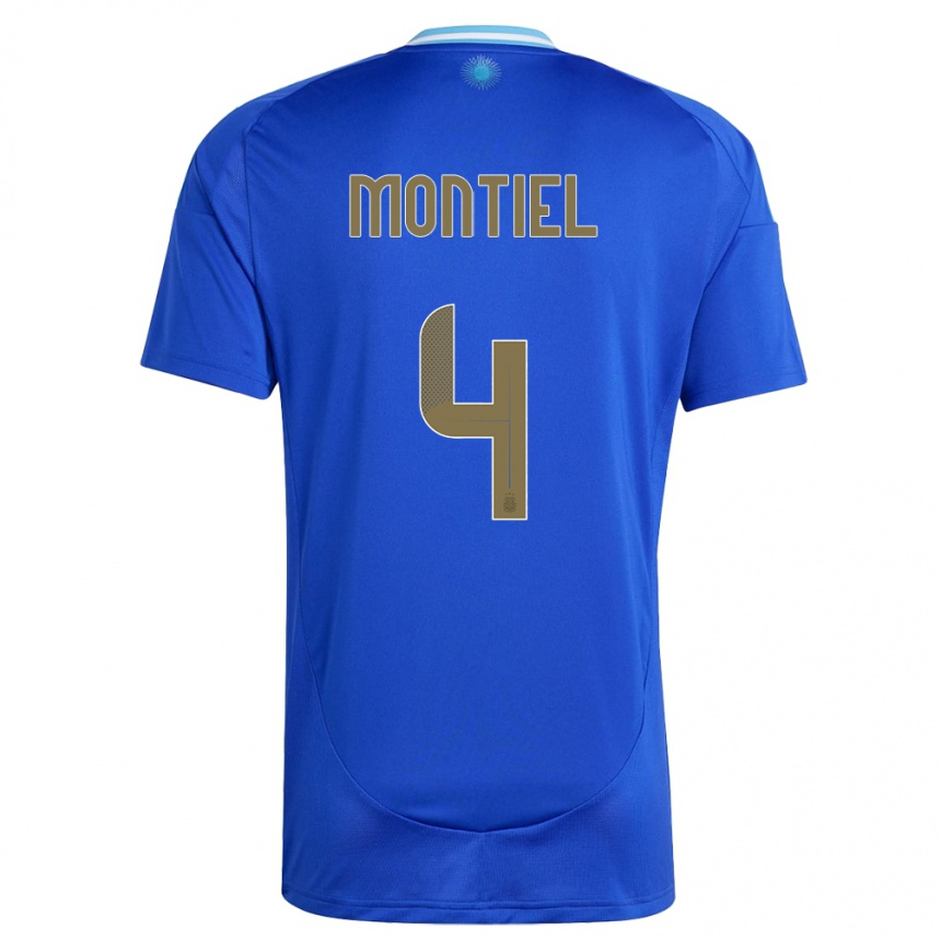 Men Football Argentina Gonzalo Montiel #4 Blue Away Jersey 24-26 T-Shirt Australia