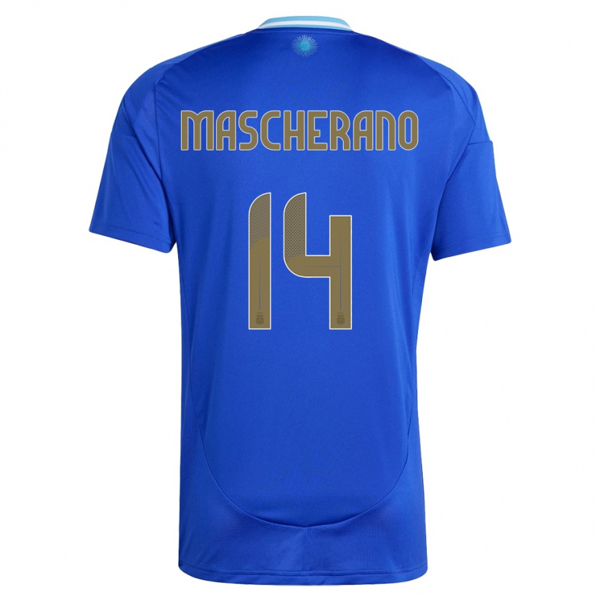 Men Football Argentina Javier Mascherano #14 Blue Away Jersey 24-26 T-Shirt Australia