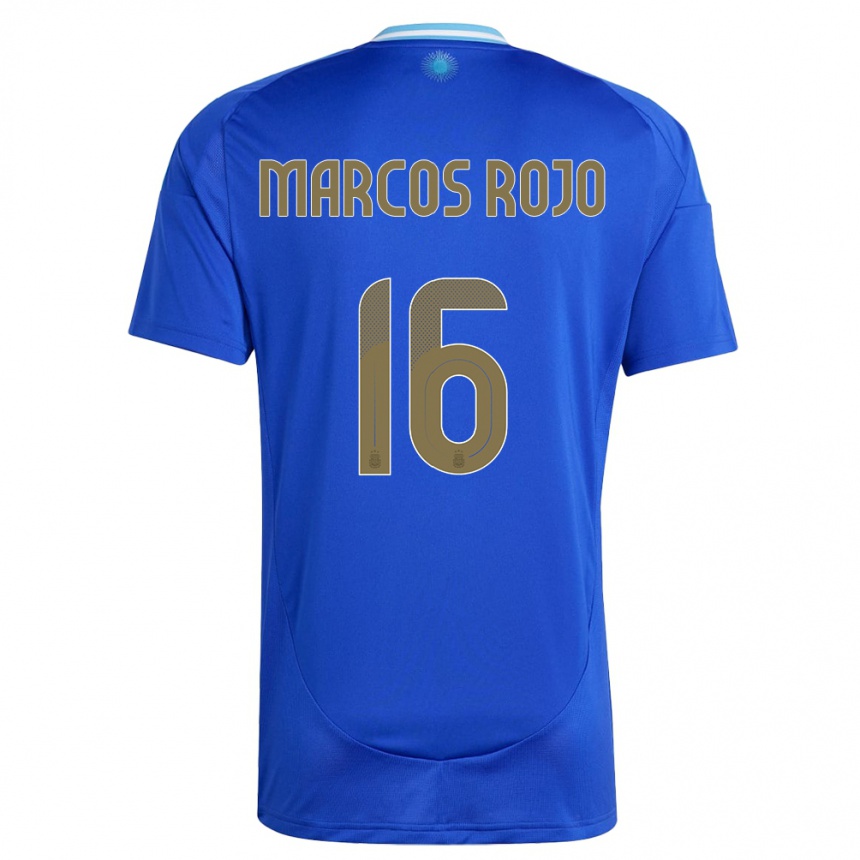 Men Football Argentina Marcos Rojo #16 Blue Away Jersey 24-26 T-Shirt Australia