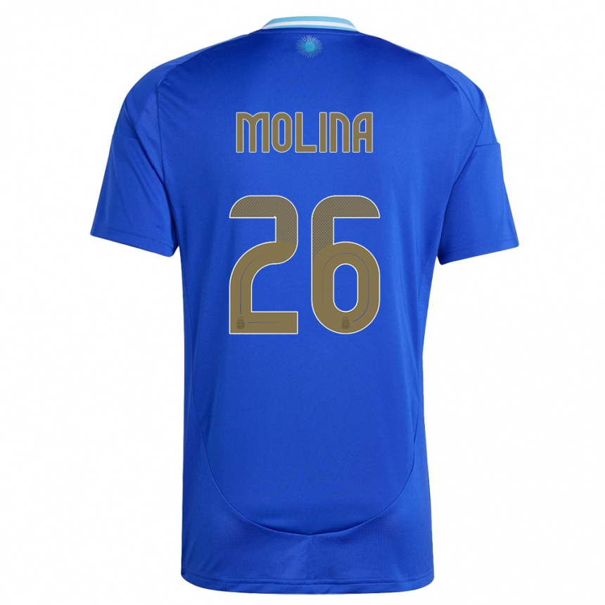 Men Football Argentina Nahuel Molina #26 Blue Away Jersey 24-26 T-Shirt Australia