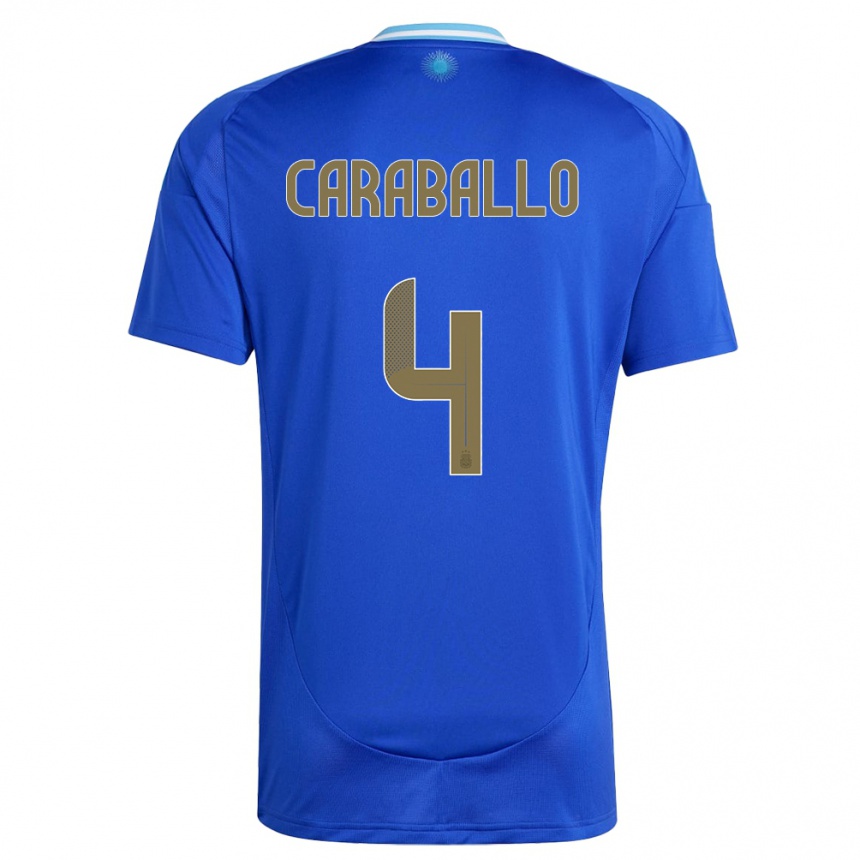 Men Football Argentina Brian Caraballo #4 Blue Away Jersey 24-26 T-Shirt Australia