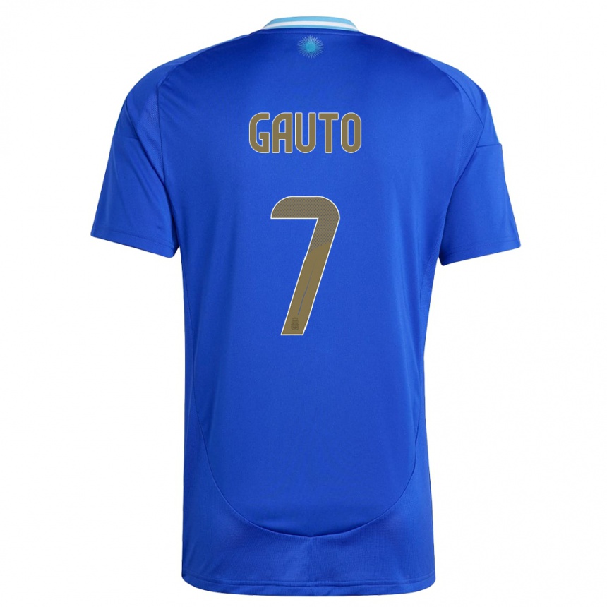 Men Football Argentina Juan Gauto #7 Blue Away Jersey 24-26 T-Shirt Australia