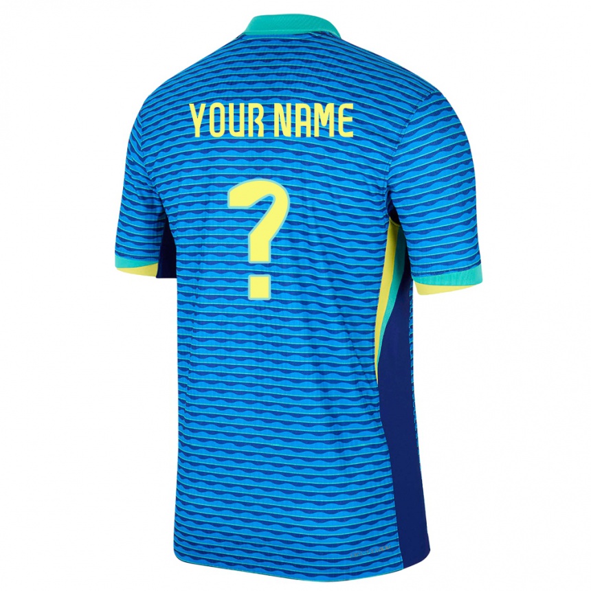 Men Football Brazil Your Name #0 Blue Away Jersey 24-26 T-Shirt Australia