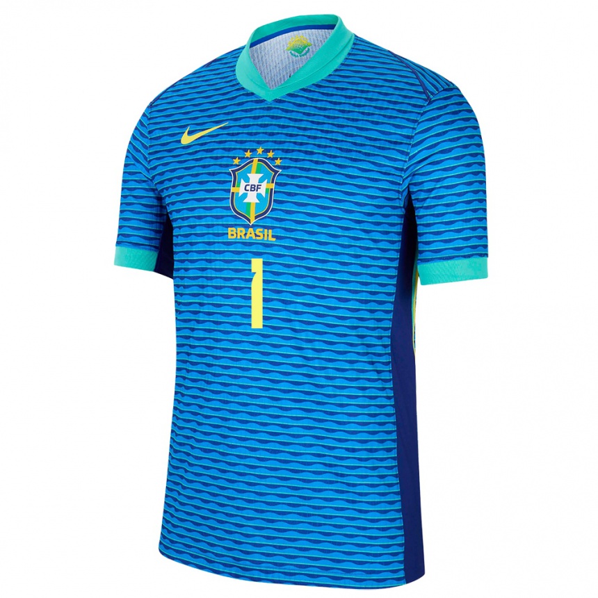 Men Football Brazil Alisson #1 Blue Away Jersey 24-26 T-Shirt Australia