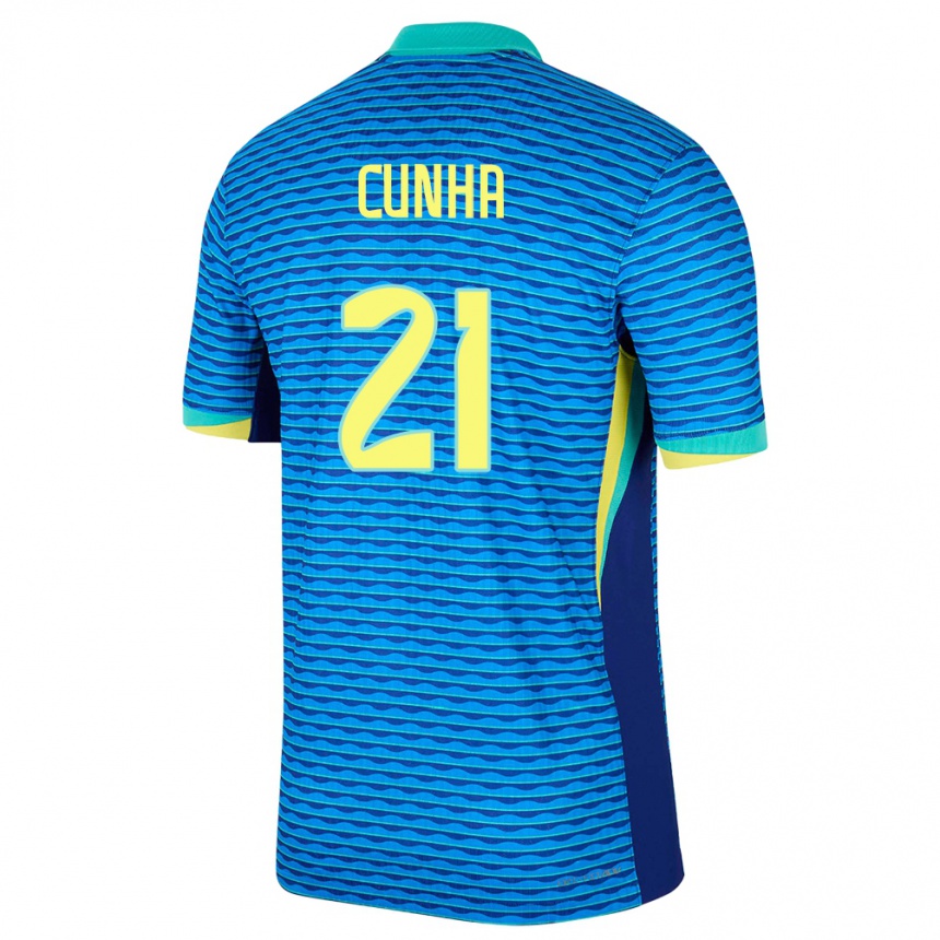 Men Football Brazil Matheus Cunha #21 Blue Away Jersey 24-26 T-Shirt Australia