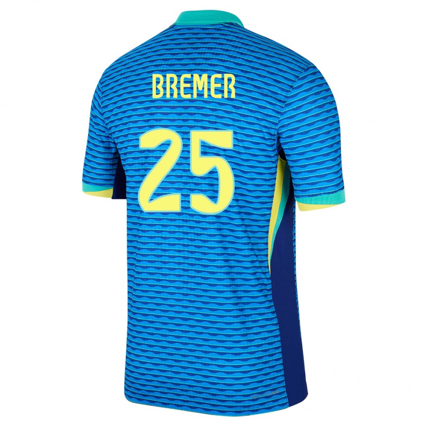 Men Football Brazil Bremer #25 Blue Away Jersey 24-26 T-Shirt Australia