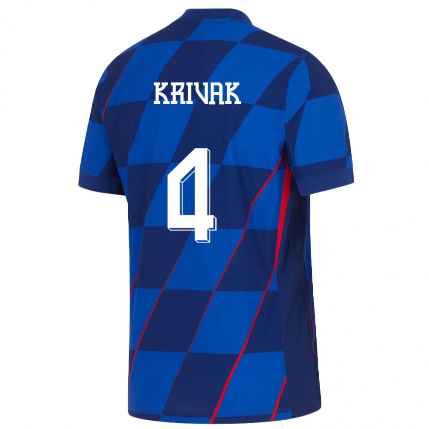 Men Football Croatia Fabijan Krivak #4 Blue Away Jersey 24-26 T-Shirt Australia