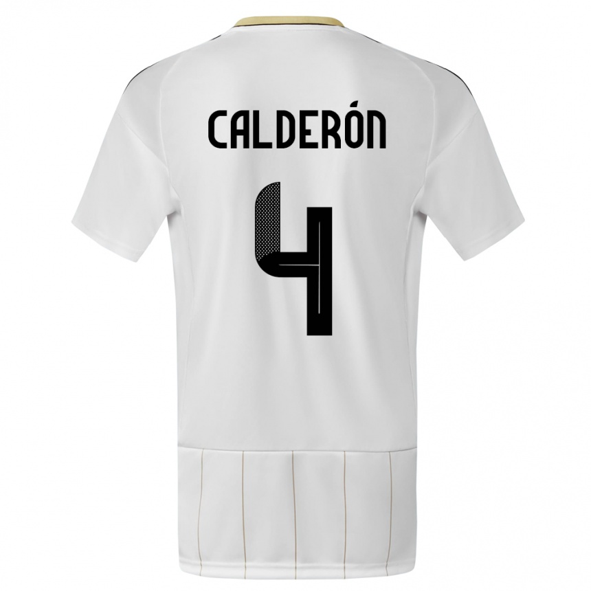 Men Football Costa Rica Brandon Calderon #4 White Away Jersey 24-26 T-Shirt Australia