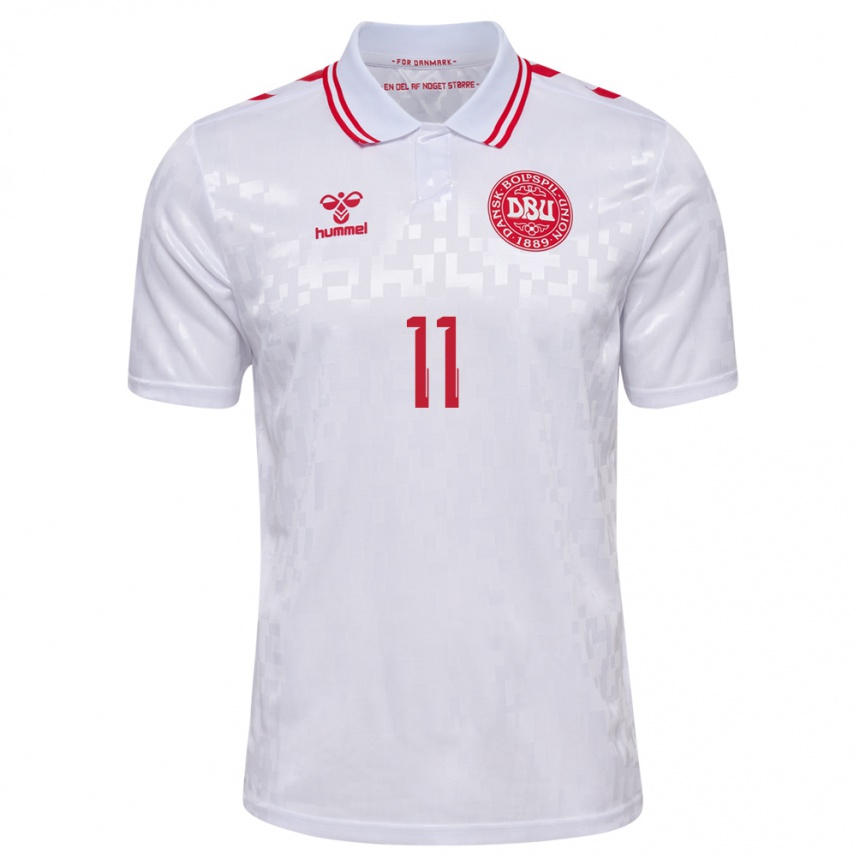 Men Football Denmark Katrine Veje #11 White Away Jersey 24-26 T-Shirt Australia