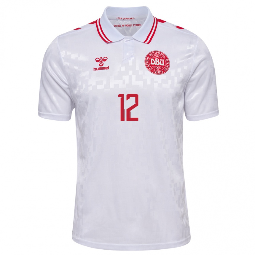 Men Football Denmark Robert Skov #12 White Away Jersey 24-26 T-Shirt Australia