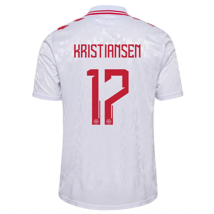 Men Football Denmark Victor Kristiansen #17 White Away Jersey 24-26 T-Shirt Australia