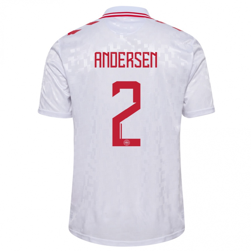 Men Football Denmark Joachim Andersen #2 White Away Jersey 24-26 T-Shirt Australia