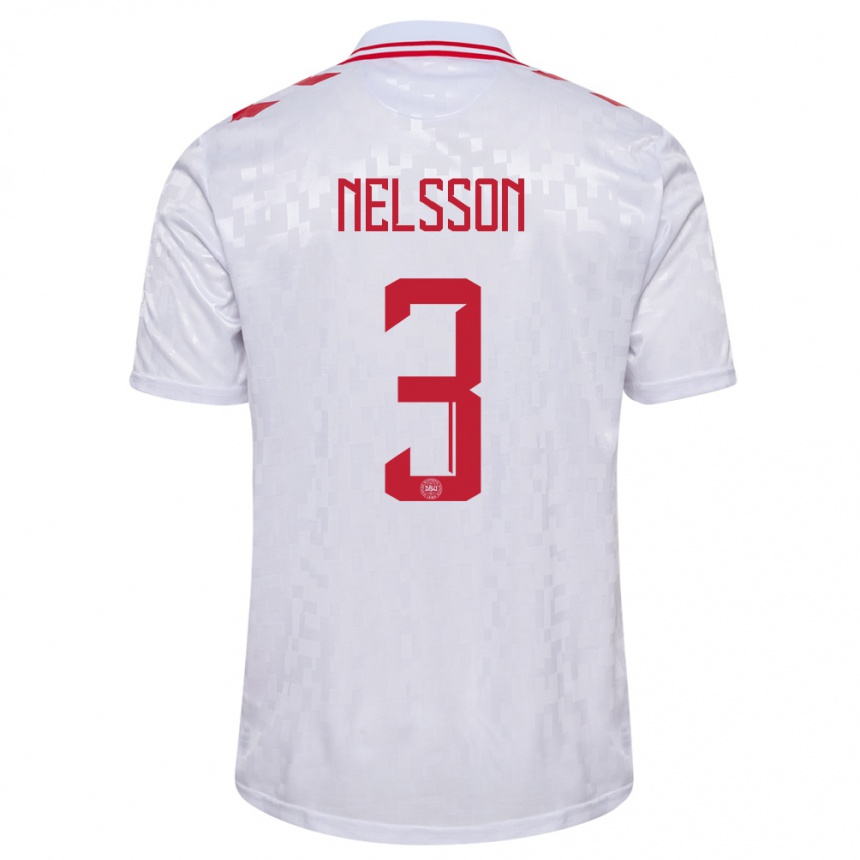 Men Football Denmark Victor Nelsson #3 White Away Jersey 24-26 T-Shirt Australia