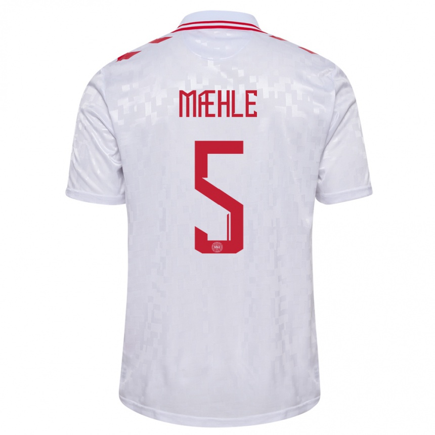 Men Football Denmark Joakim Maehle #5 White Away Jersey 24-26 T-Shirt Australia