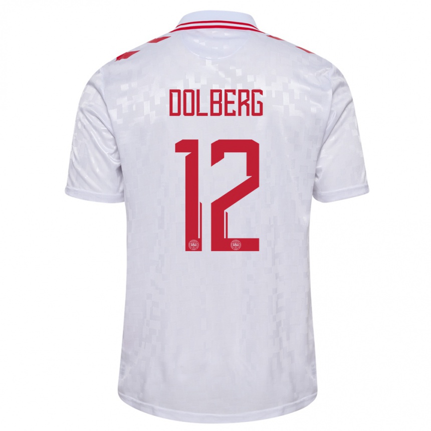 Men Football Denmark Kasper Dolberg #12 White Away Jersey 24-26 T-Shirt Australia