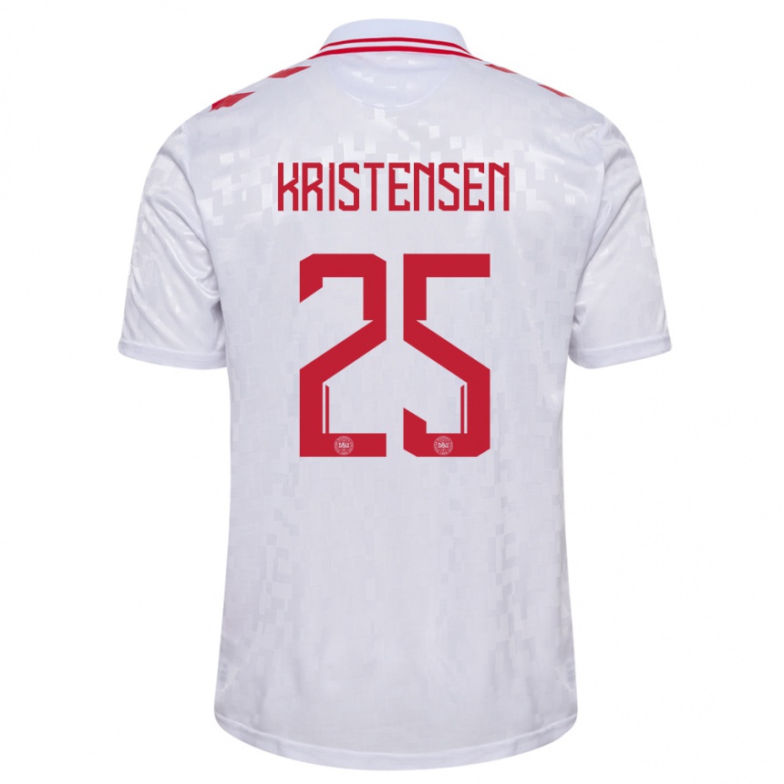 Men Football Denmark Rasmus Kristensen #25 White Away Jersey 24-26 T-Shirt Australia