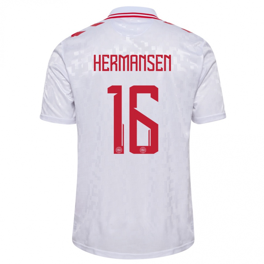 Men Football Denmark Mads Hermansen #16 White Away Jersey 24-26 T-Shirt Australia