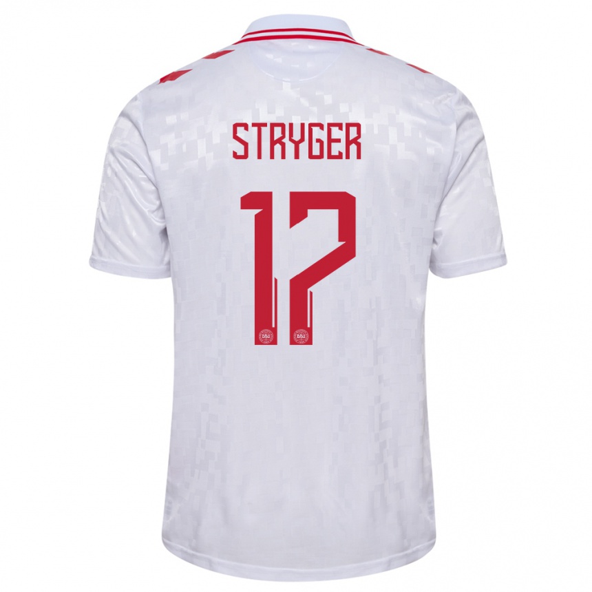 Men Football Denmark Jens Stryger Larsen #17 White Away Jersey 24-26 T-Shirt Australia