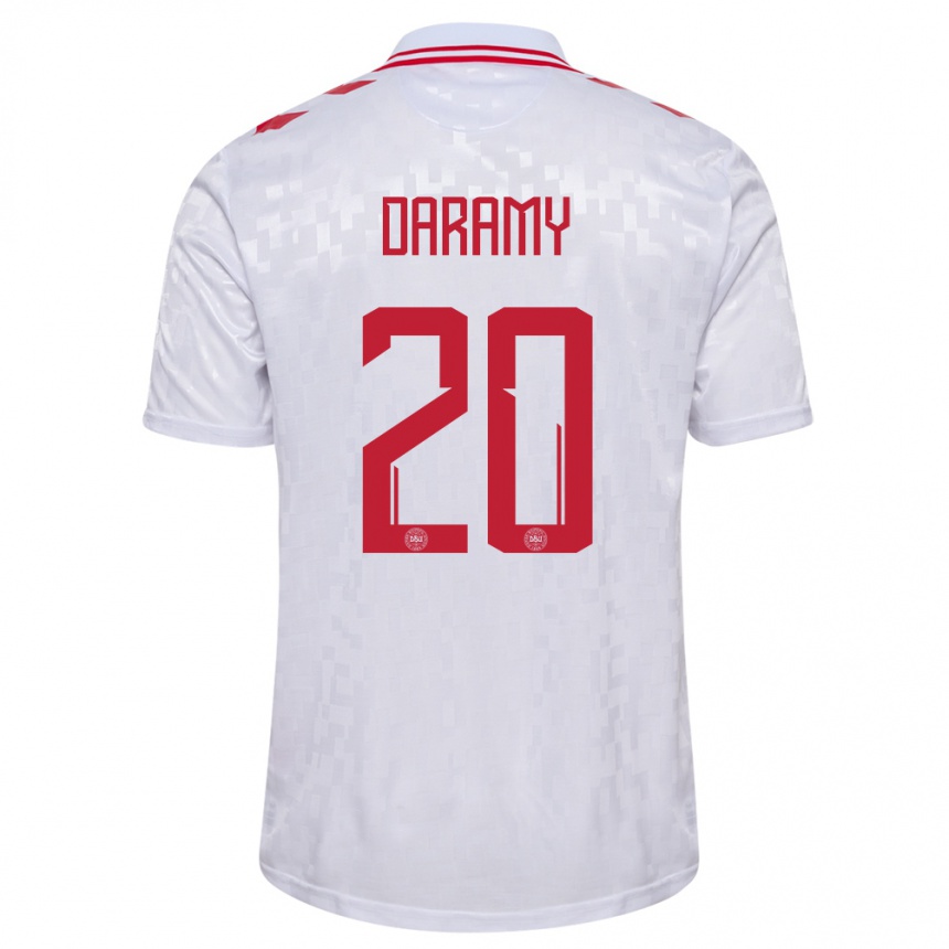 Men Football Denmark Mohamed Daramy #20 White Away Jersey 24-26 T-Shirt Australia