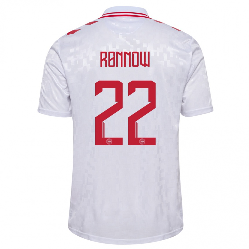 Men Football Denmark Frederik Ronnow #22 White Away Jersey 24-26 T-Shirt Australia