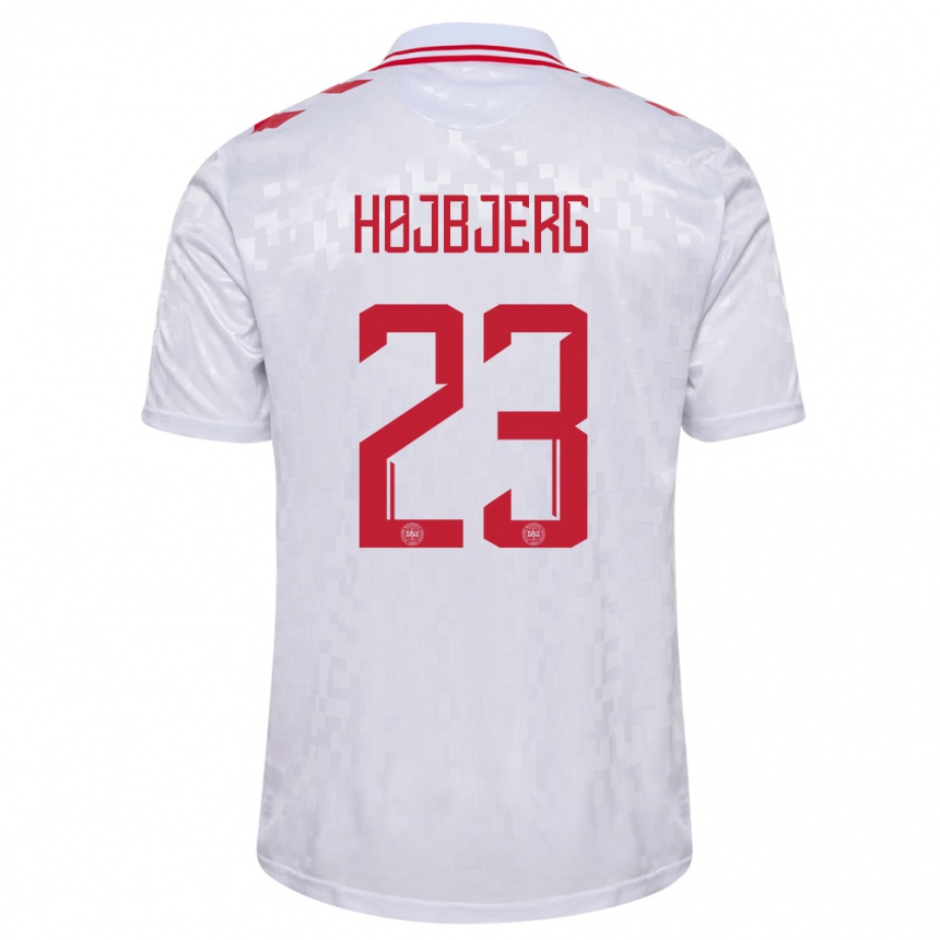 Men Football Denmark Pierre Emile Hojbjerg #23 White Away Jersey 24-26 T-Shirt Australia