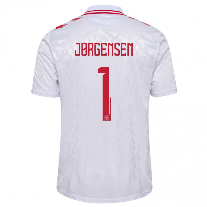 Men Football Denmark Filip Jørgensen #1 White Away Jersey 24-26 T-Shirt Australia